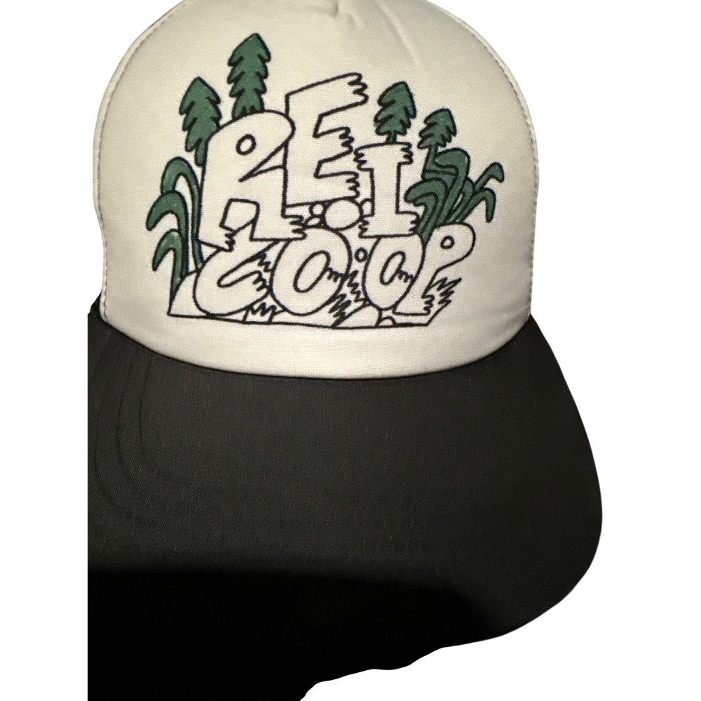 REI Co-op Boco Gear Trucker Hat Mens White Black Mesh Snapback Hiking Cap OSFM